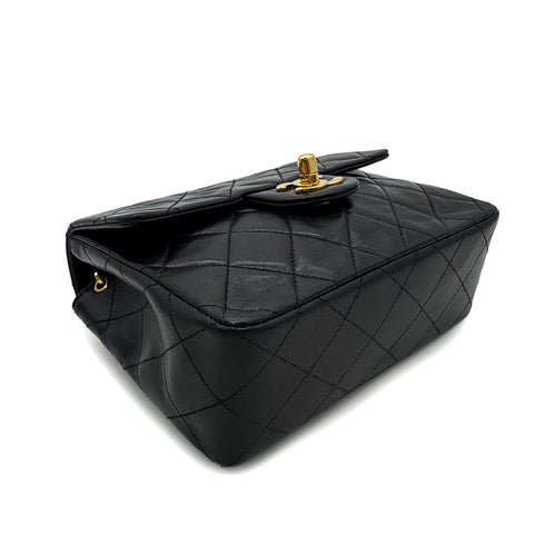 CHANEL VINTAGE MINI SQUARE 17 CHAIN SHOULDER BAG BLACK LAMB SKIN 90299351 - PURPOSE