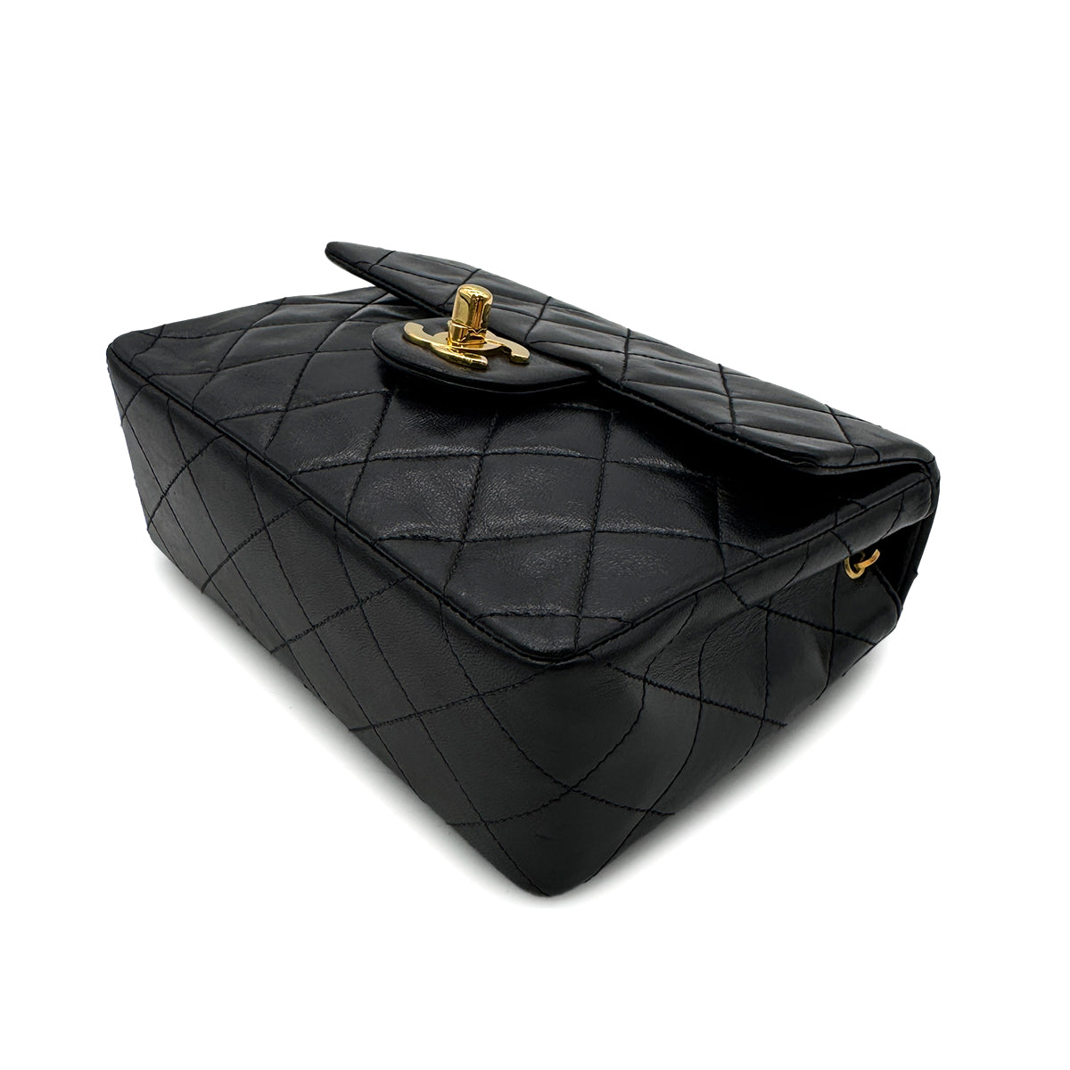 CHANEL VINTAGE MINI SQUARE 17 CHAIN SHOULDER BAG BLACK LAMB SKIN 90299351