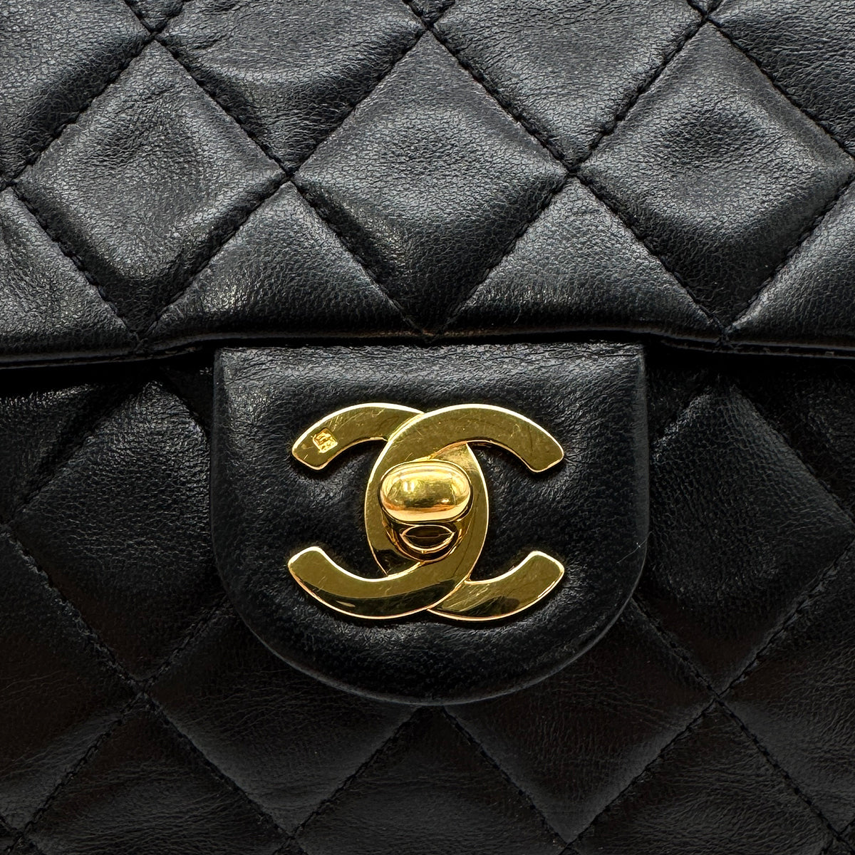 CHANEL VINTAGE MINI SQUARE 17 CHAIN SHOULDER BAG BLACK LAMB SKIN 90299351