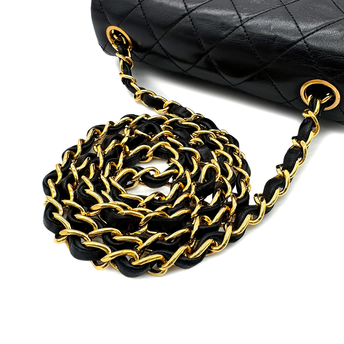 CHANEL VINTAGE MINI SQUARE 17 CHAIN SHOULDER BAG BLACK LAMB SKIN 90299351