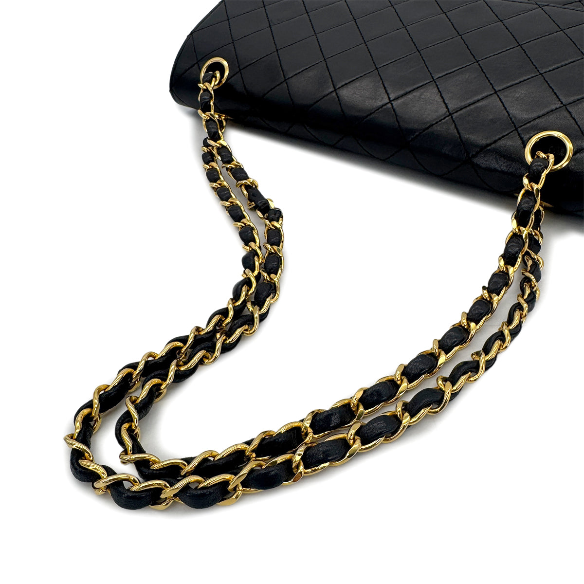CHANEL VINTAGE MATELASSE CHAIN SHOULDER BAG BLACK LAMB SKIN 90299352