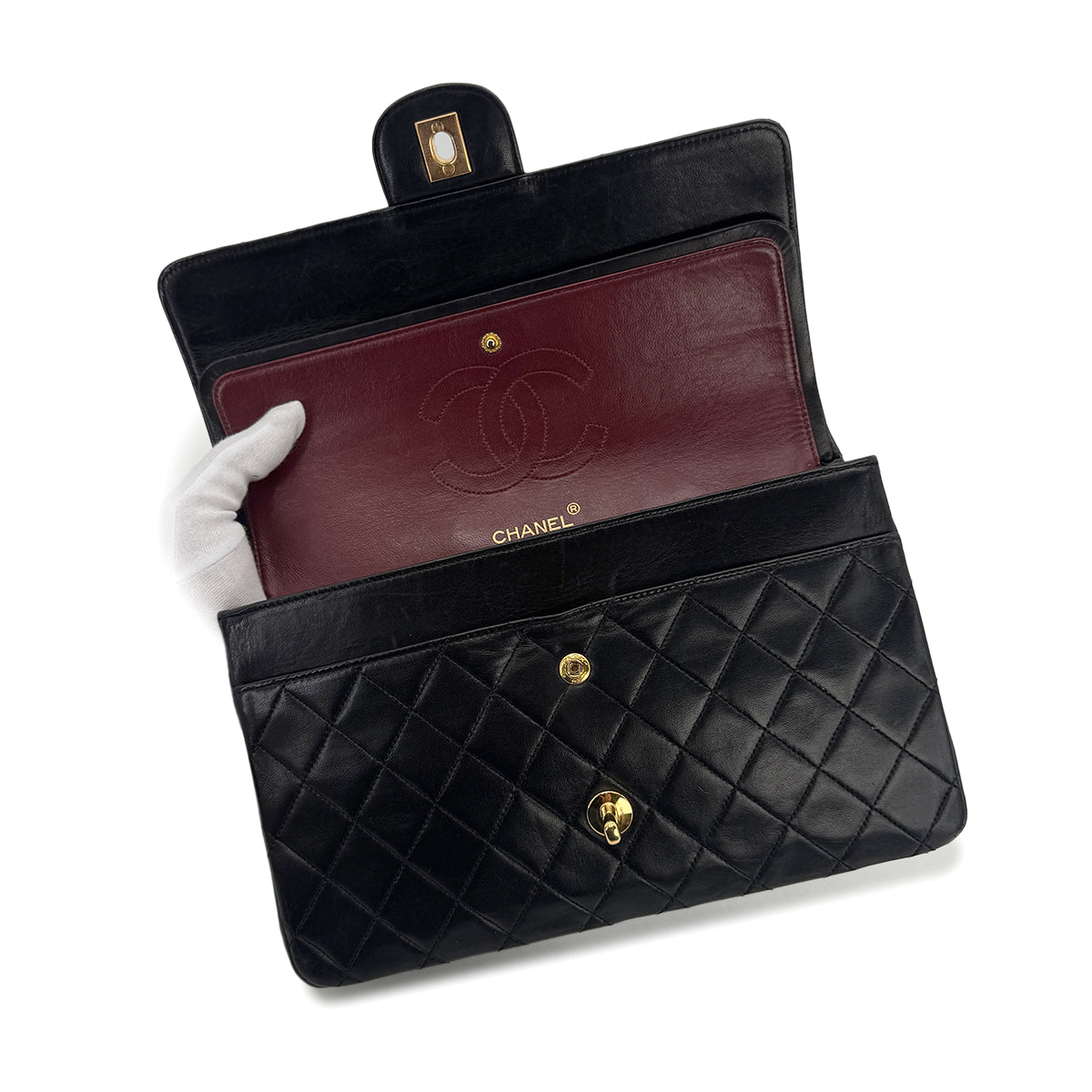 CHANEL VINTAGE MATELASSE CHAIN SHOULDER BAG BLACK LAMB SKIN 90299352