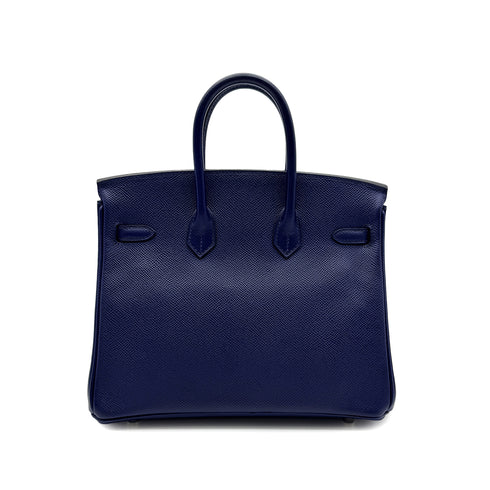 HERMES BIRKIN 25 BLUE SAPHIR EPSOM HAND BAG □Q PALLADIUM HARDWARE 90299355 - PURPOSE