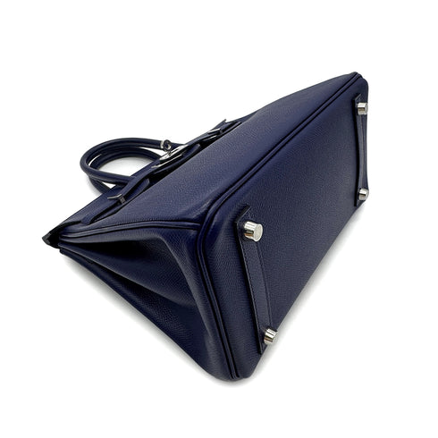 HERMES BIRKIN 25 BLUE SAPHIR EPSOM HAND BAG □Q PALLADIUM HARDWARE 90299355 - PURPOSE