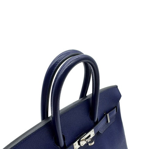 HERMES BIRKIN 25 BLUE SAPHIR EPSOM HAND BAG □Q PALLADIUM HARDWARE 90299355 - PURPOSE