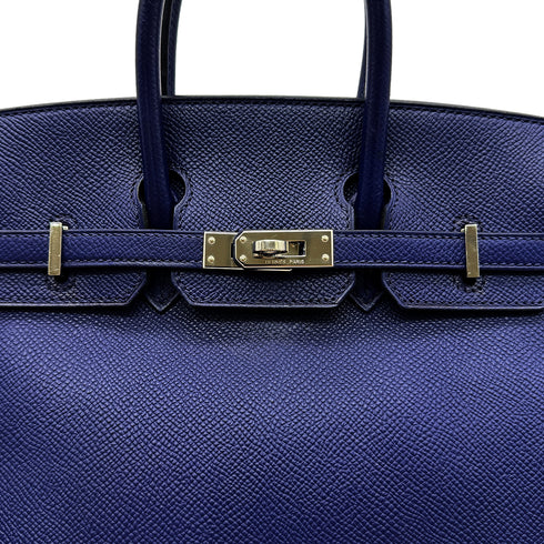 HERMES BIRKIN 25 BLUE SAPHIR EPSOM HAND BAG □Q PALLADIUM HARDWARE 90299355 - PURPOSE