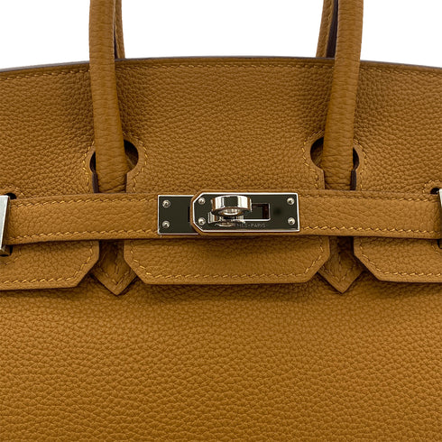 HERMES BIRKIN 25 VERSO CARAMEL LIME TOGO HAND BAG Y SHW 90299357 - PURPOSE
