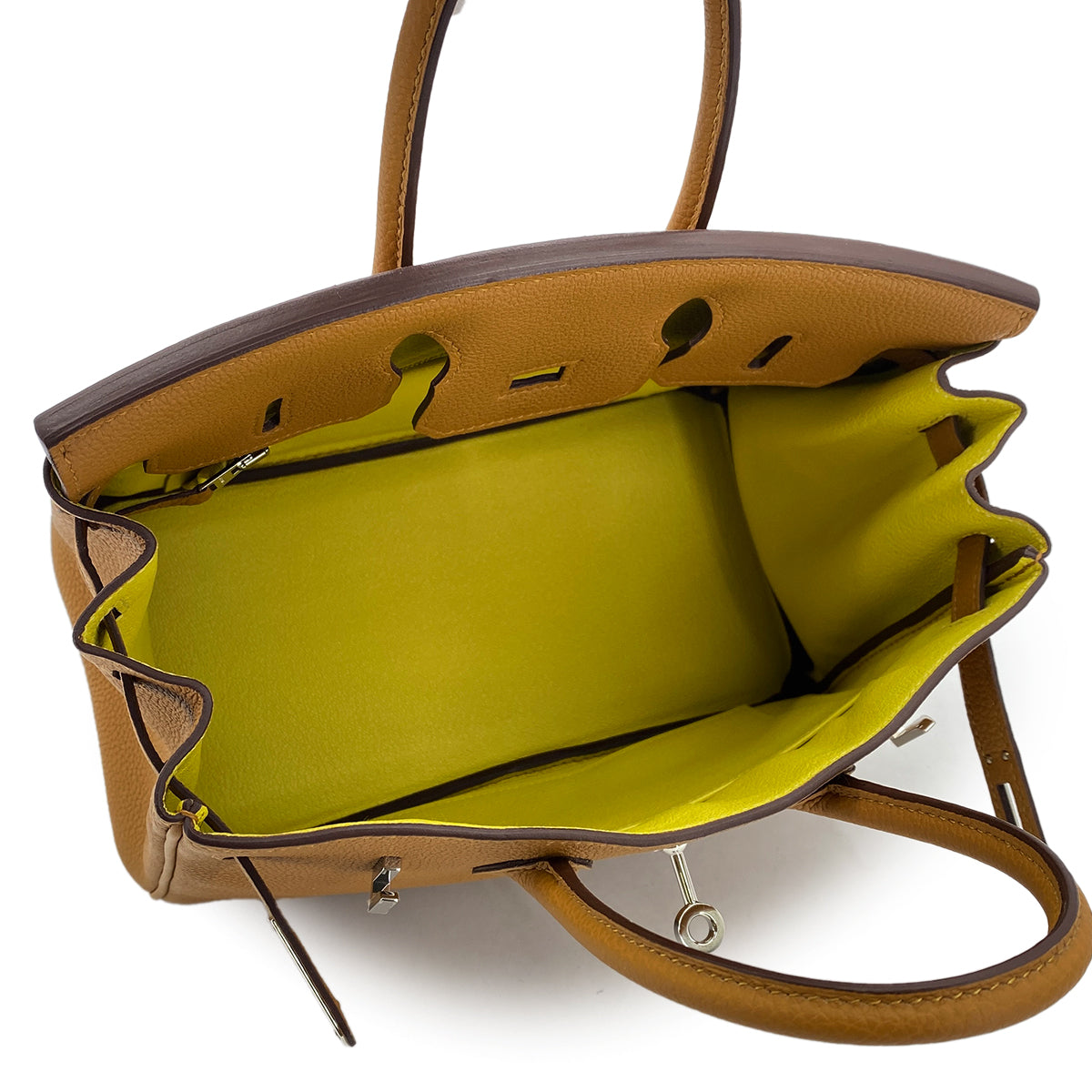 HERMES BIRKIN 25 VERSO CARAMEL LIME TOGO HAND BAG Y SHW 90299357