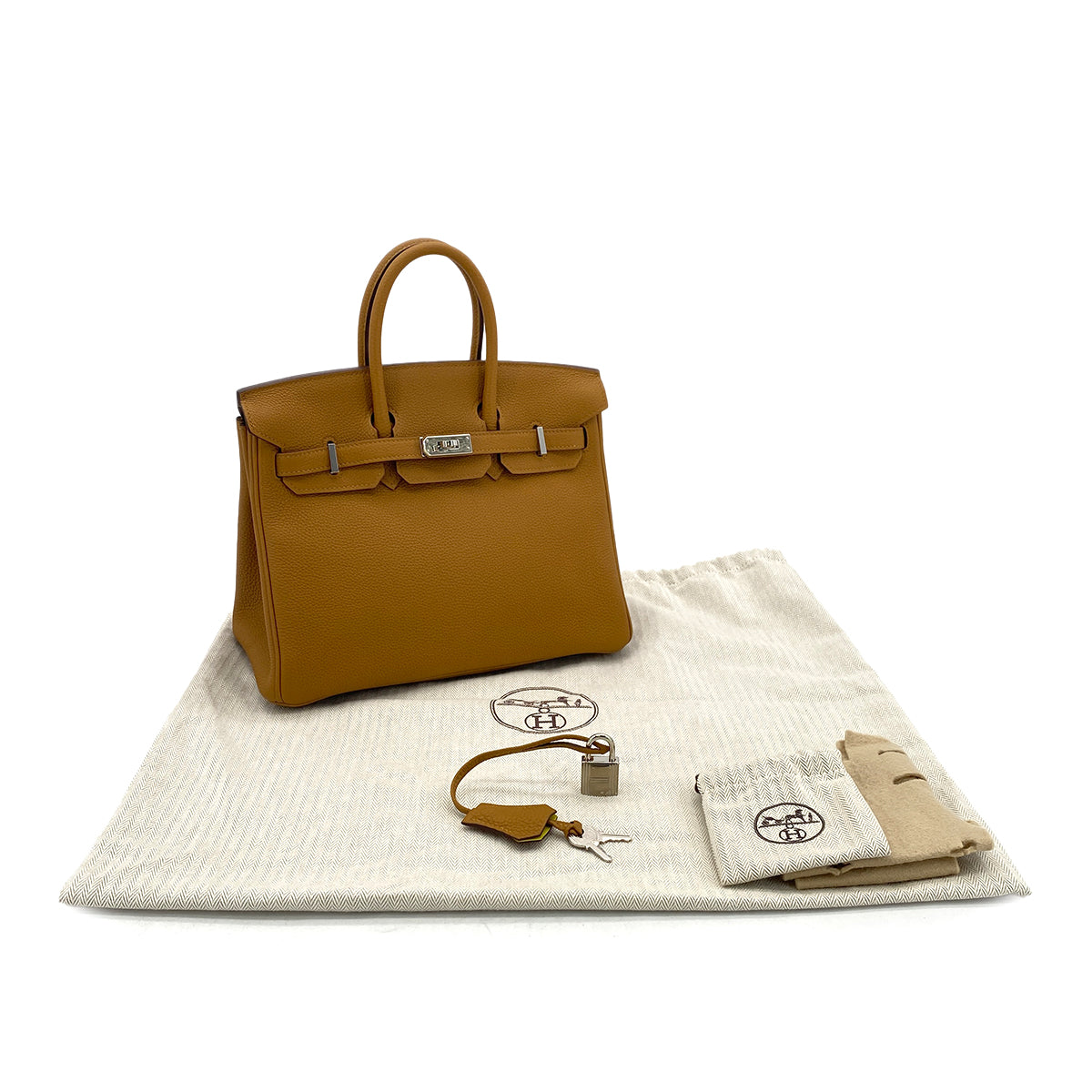HERMES BIRKIN 25 VERSO CARAMEL LIME TOGO HAND BAG Y SHW 90299357