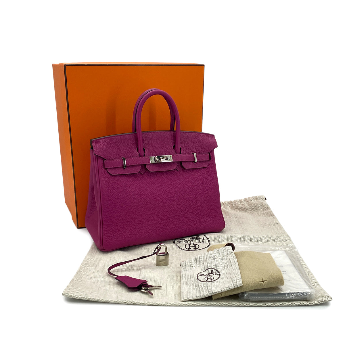 HERMES BIRKIN 25 ROSE POURPRE TOGO HAND BAG D SHW 90299358