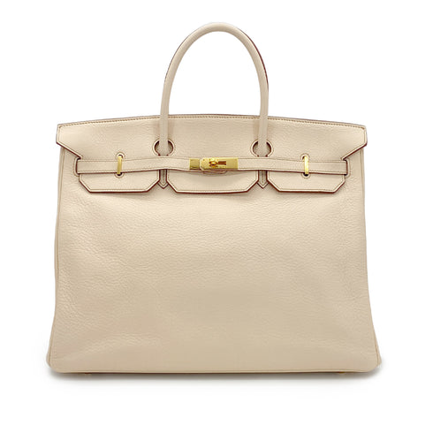 HERMES BIRKIN 40 BEIGE TYPE TAURILLON CLEMENCE HAND BAG □E GHW 90299359 - PURPOSE