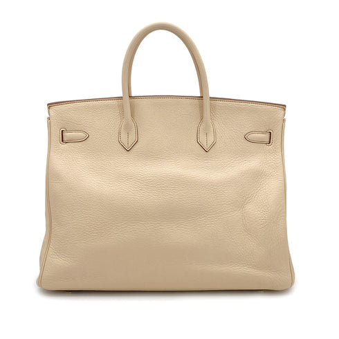 HERMES BIRKIN 40 BEIGE TYPE TAURILLON CLEMENCE HAND BAG □E GHW 90299359 - PURPOSE