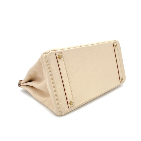 HERMES BIRKIN 40 BEIGE TYPE TAURILLON CLEMENCE HAND BAG □E GHW 90299359 - PURPOSE
