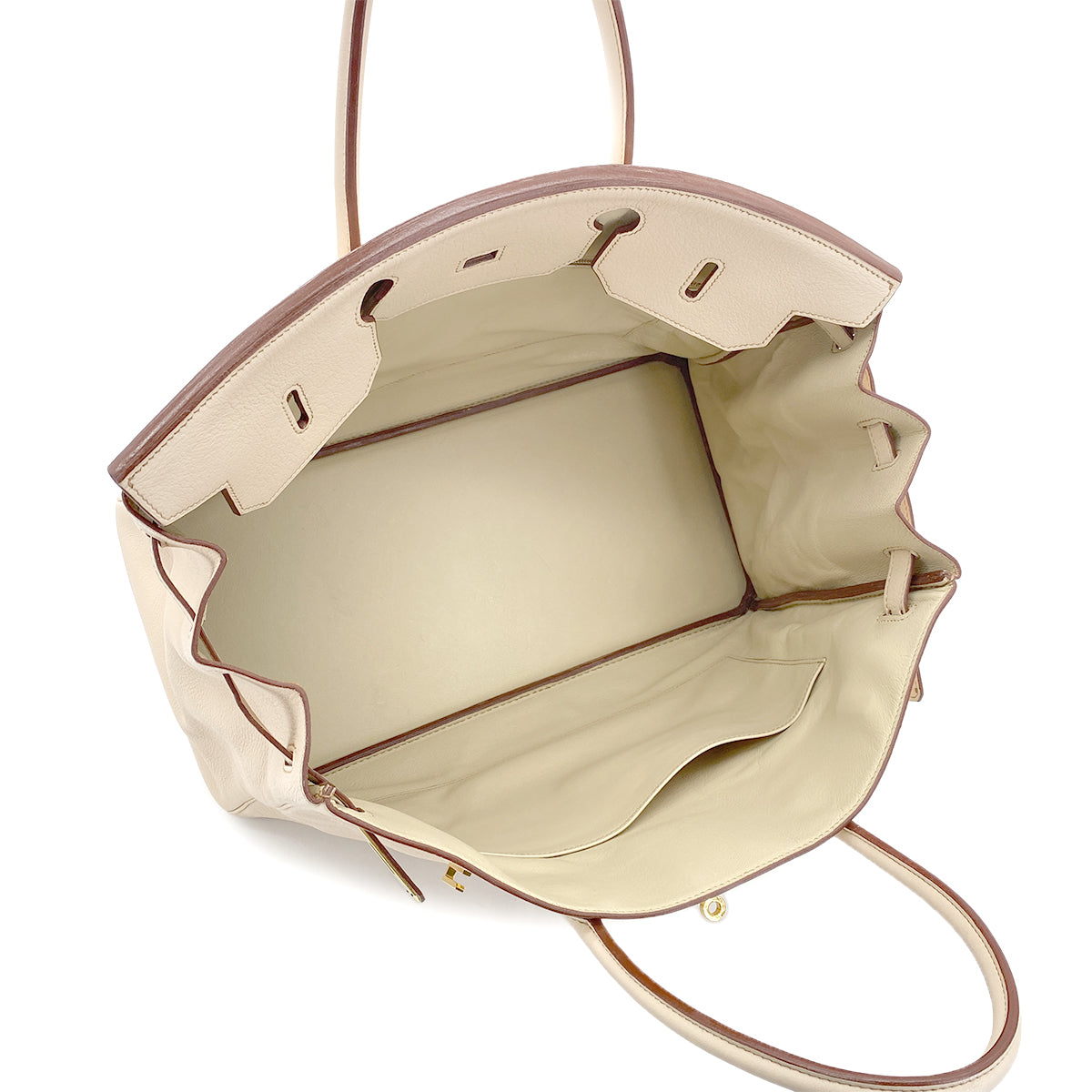HERMES BIRKIN 40 BEIGE TYPE TAURILLON CLEMENCE HAND BAG □E GHW 90299359