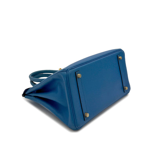 HERMES BIRKIN 30 BLUE FRANCE COUCHVEL HAND BAG 〇Z GHW 90299360 - PURPOSE