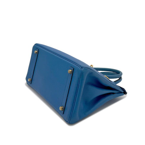 HERMES BIRKIN 30 BLUE FRANCE COUCHVEL HAND BAG 〇Z GHW 90299360 - PURPOSE