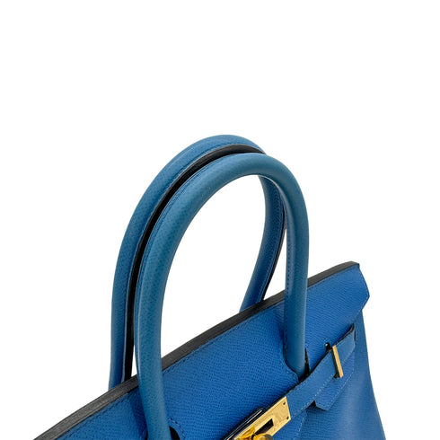 HERMES BIRKIN 30 BLUE FRANCE COUCHVEL HAND BAG 〇Z GHW 90299360 - PURPOSE