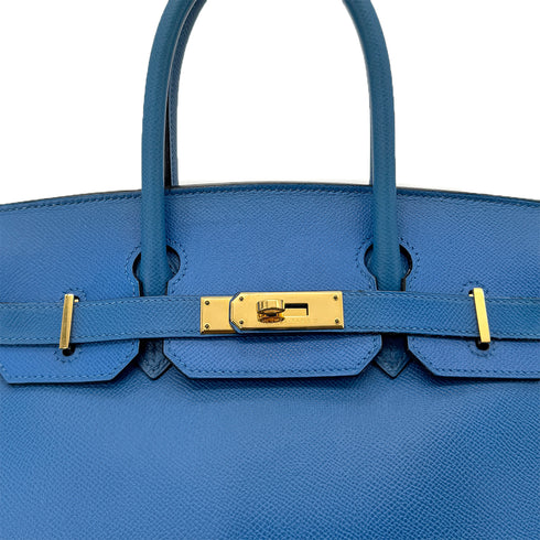 HERMES BIRKIN 30 BLUE FRANCE COUCHVEL HAND BAG 〇Z GHW 90299360 - PURPOSE