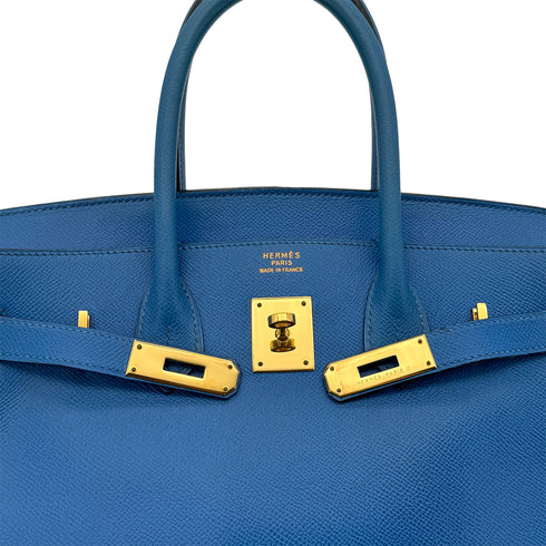 HERMES BIRKIN 30 BLUE FRANCE COUCHVEL HAND BAG 〇Z GHW 90299360 - PURPOSE
