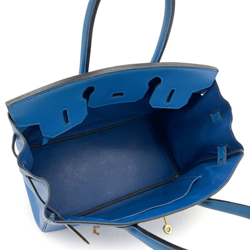 HERMES BIRKIN 30 BLUE FRANCE COUCHVEL HAND BAG 〇Z GHW 90299360 - PURPOSE