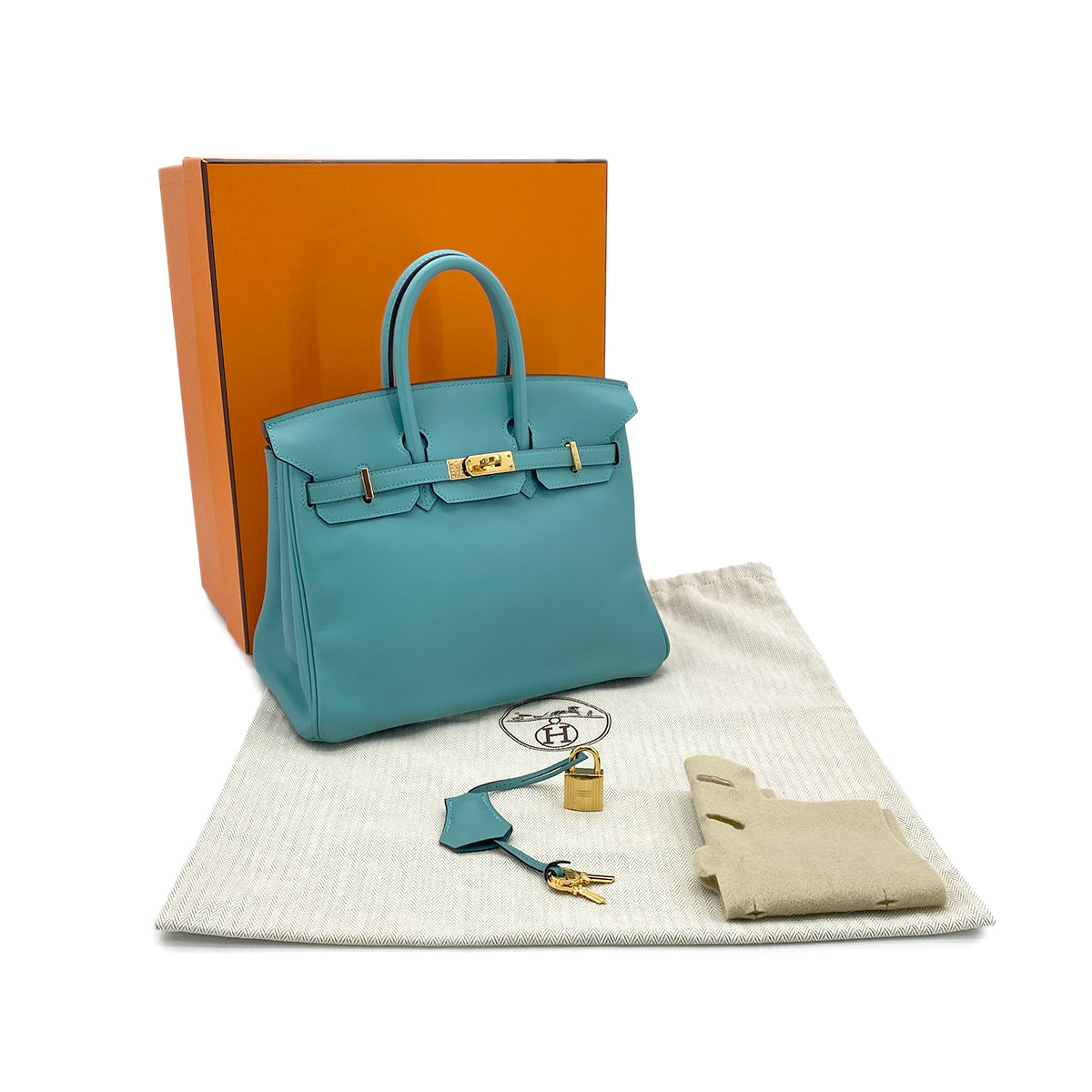 HERMES BIRKIN 25 BLUE ATOLL VEAU SWIFT HAND BAG X GHW 90299362