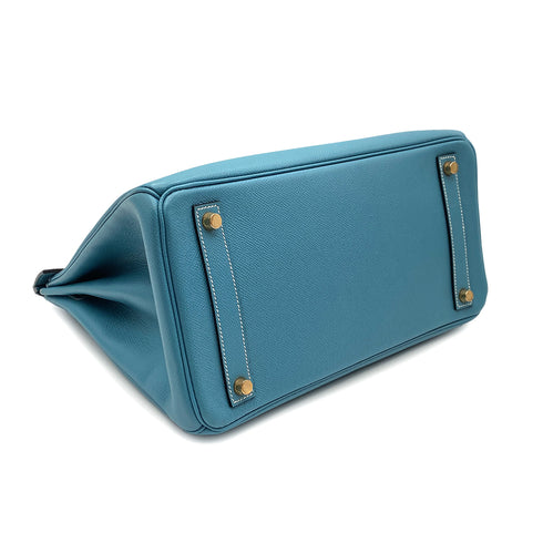 HERMES HAUT A COURROIES 32 BLUE JEAN EPSOM HAND BAG □C SHW 90299364 - PURPOSE