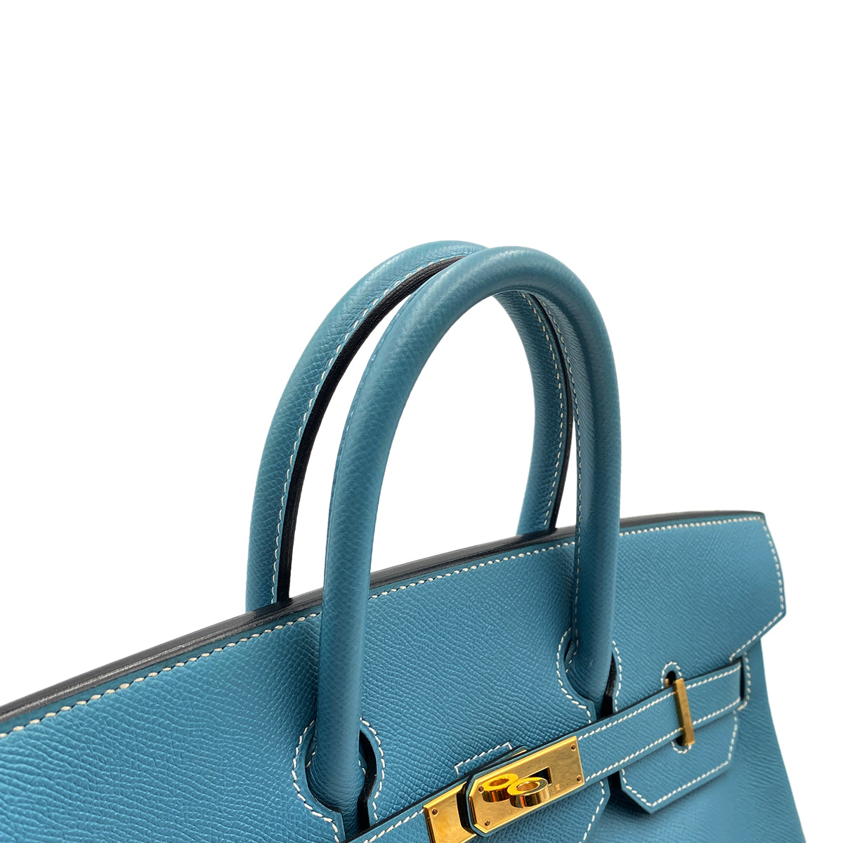 HERMES HAUT A COURROIES 32 BLUE JEAN EPSOM HAND BAG □C SHW 90299364