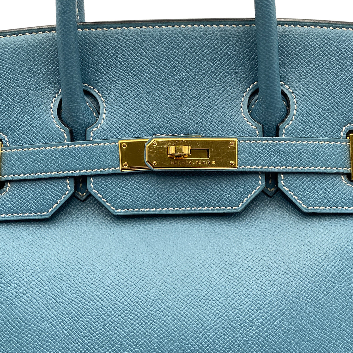 HERMES HAUT A COURROIES 32 BLUE JEAN EPSOM HAND BAG □C SHW 90299364