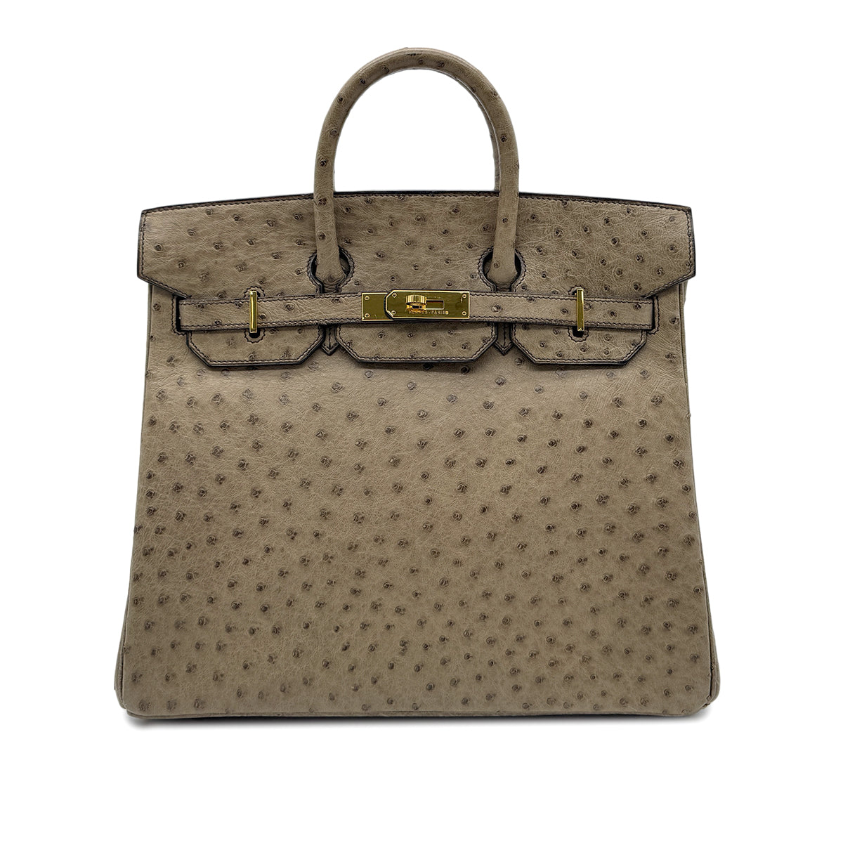 HERMES HAUT A COURROIES 32 GRAY OSTRICH HAND BAG 〇W GHW 90299365
