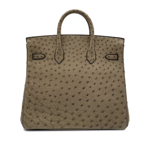 HERMES HAUT A COURROIES 32 GRAY OSTRICH HAND BAG 〇W GHW 90299365 - PURPOSE