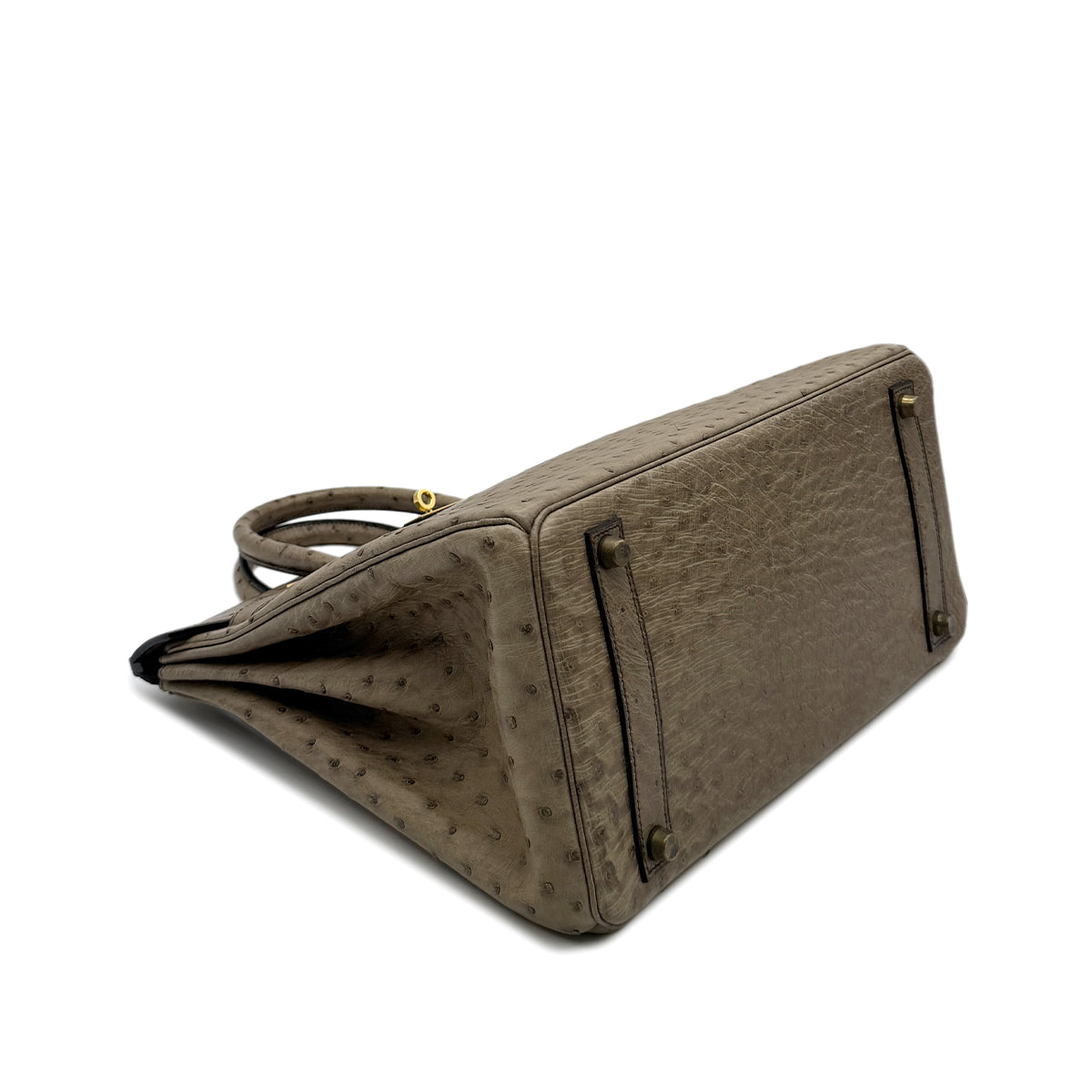 HERMES HAUT A COURROIES 32 GRAY OSTRICH HAND BAG 〇W GHW 90299365