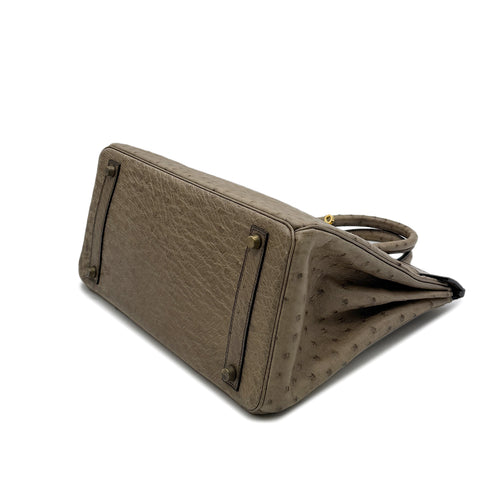 HERMES HAUT A COURROIES 32 GRAY OSTRICH HAND BAG 〇W GHW 90299365 - PURPOSE