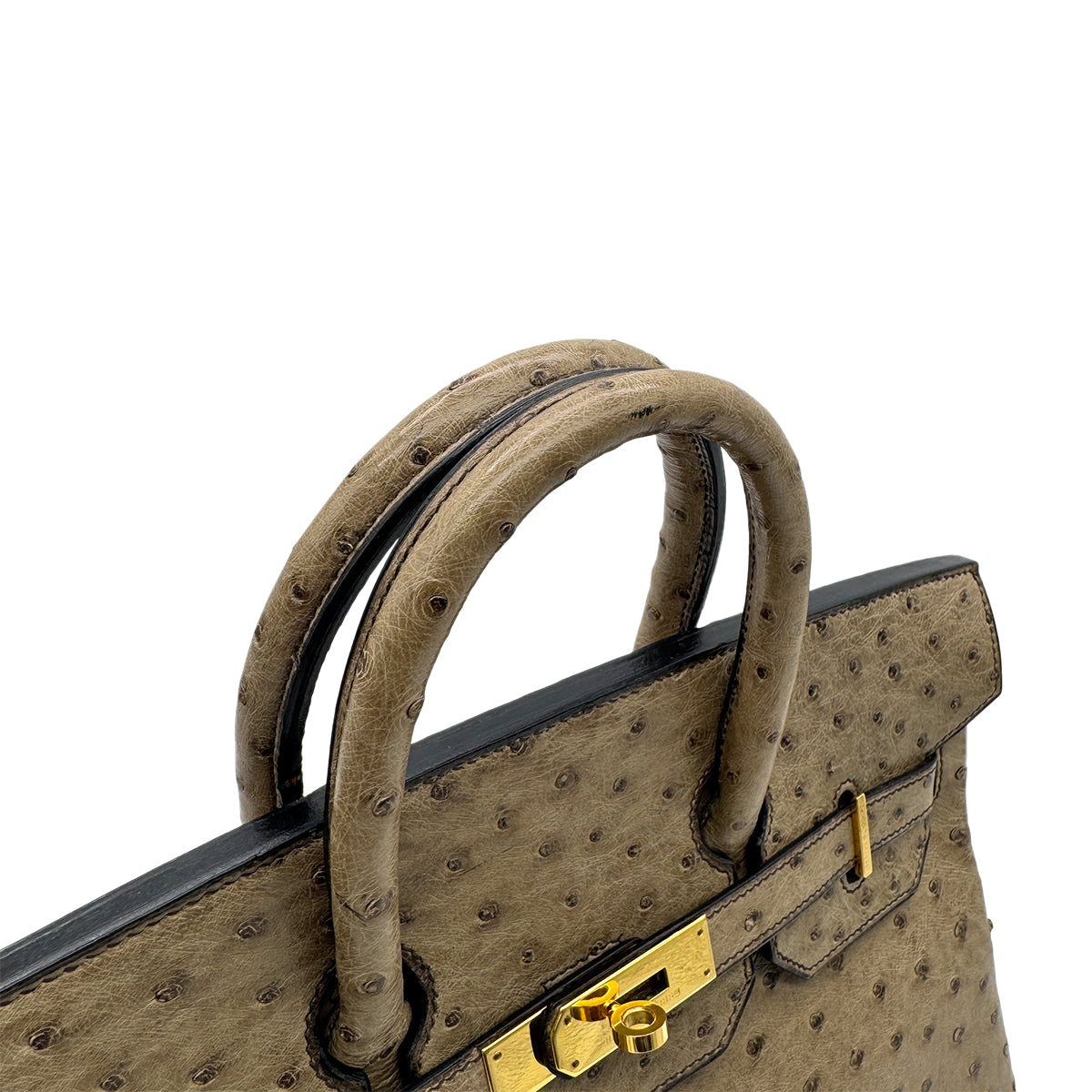 HERMES HAUT A COURROIES 32 GRAY OSTRICH HAND BAG 〇W GHW 90299365