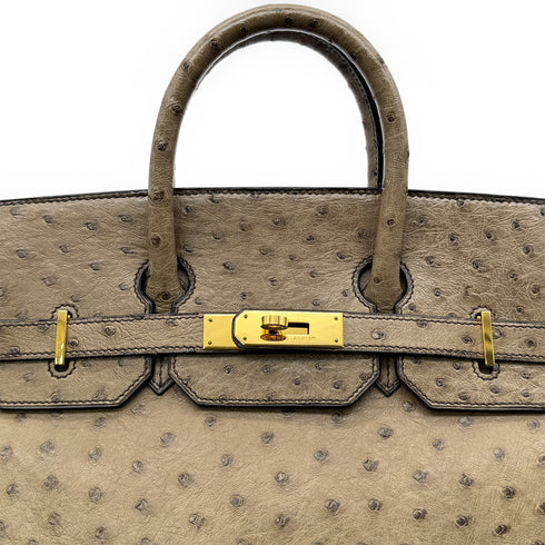 HERMES HAUT A COURROIES 32 GRAY OSTRICH HAND BAG 〇W GHW 90299365 - PURPOSE