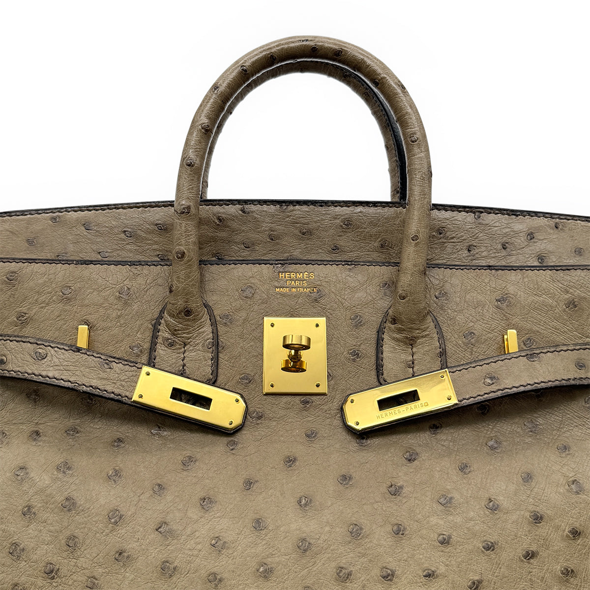 HERMES HAUT A COURROIES 32 GRAY OSTRICH HAND BAG 〇W GHW 90299365