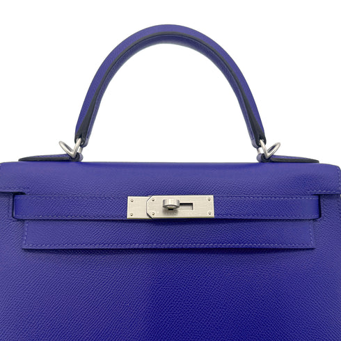 HERMES KELLY 28 SELLIER BLUE ROYAL EPSOM HAND SHOULDER BAG U 90299535 - PURPOSE