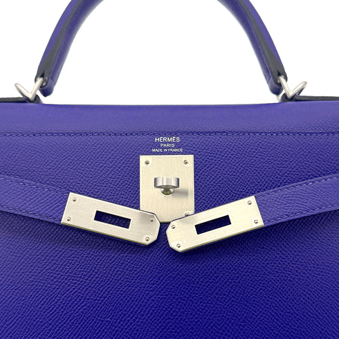 HERMES KELLY 28 SELLIER BLUE ROYAL EPSOM HAND SHOULDER BAG U 90299535 - PURPOSE