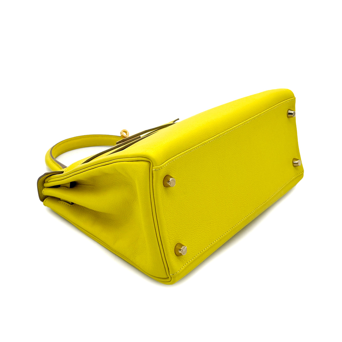 HERMES KELLY 28 RETOURNE LIME EVERCOLOR HAND SHOULDER BAG Y GHW 90299546