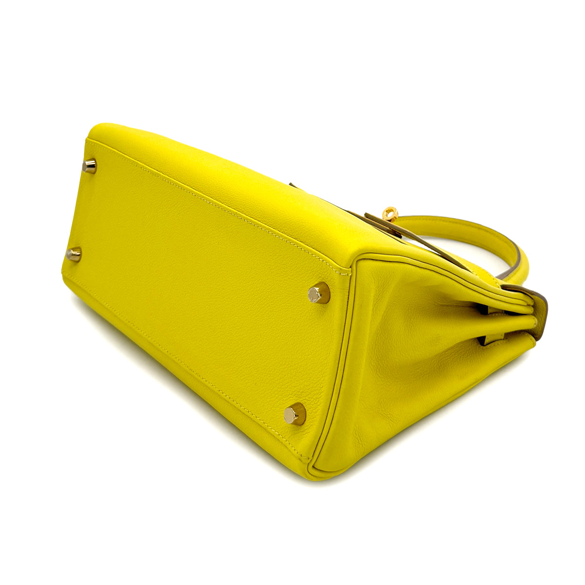 HERMES KELLY 28 RETOURNE LIME EVERCOLOR HAND SHOULDER BAG Y GHW 90299546