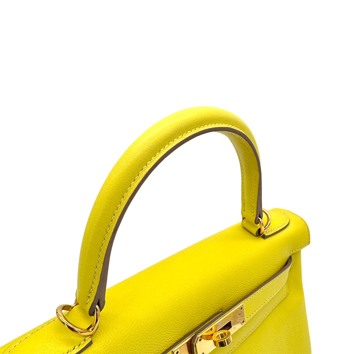 HERMES KELLY 28 RETOURNE LIME EVERCOLOR HAND SHOULDER BAG Y GHW 90299546