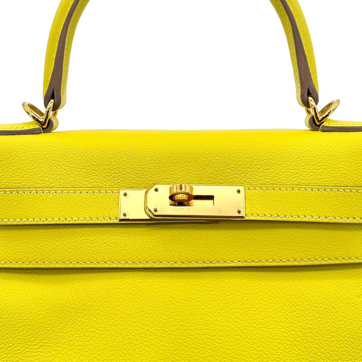 HERMES KELLY 28 RETOURNE LIME EVERCOLOR HAND SHOULDER BAG Y GHW 90299546