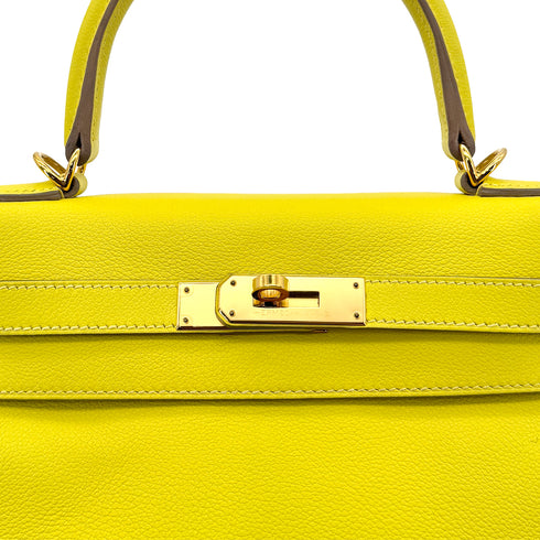 HERMES KELLY 28 RETOURNE LIME EVERCOLOR HAND SHOULDER BAG Y GHW 90299546 - PURPOSE