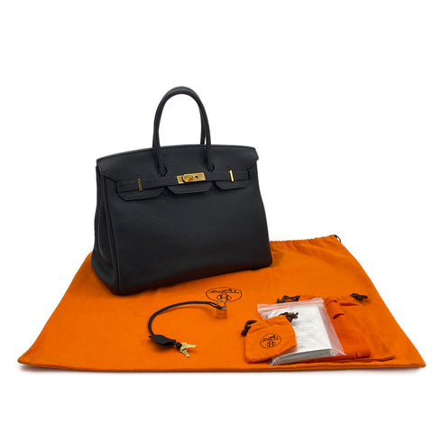 HERMES BIRKIN 35 BLACK TOGO HAND BAG □J GHW 90299552 - PURPOSE