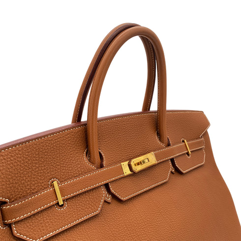 HERMES BIRKIN 40 GOLD TOGO HAND BAG □F GOLD HARDWARE 90299553 - PURPOSE