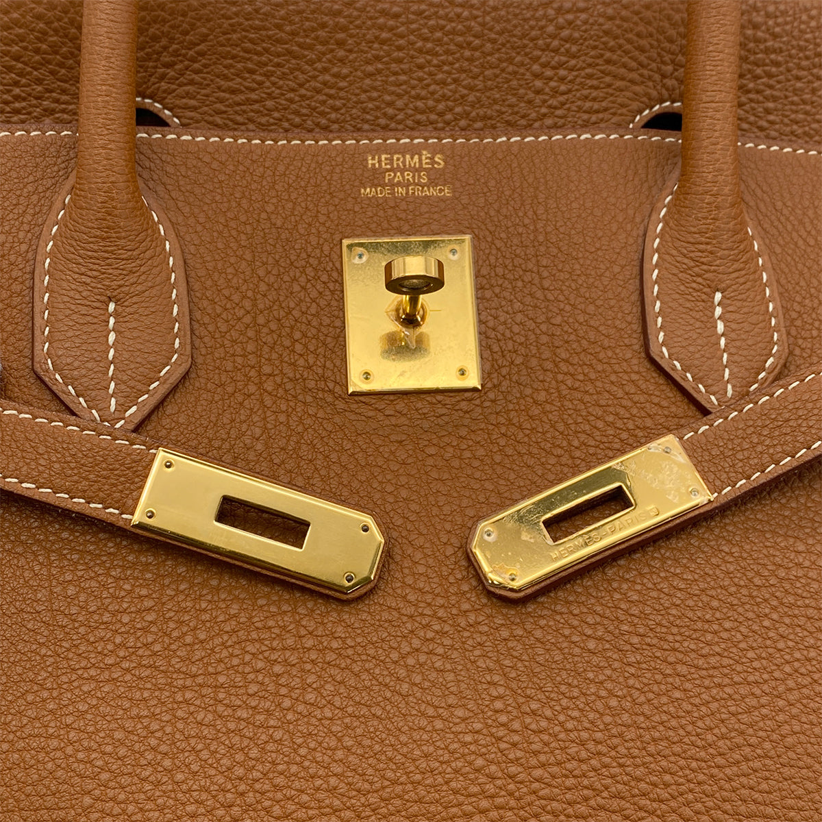 HERMES BIRKIN 40 GOLD TOGO HAND BAG □F GHW 90299553