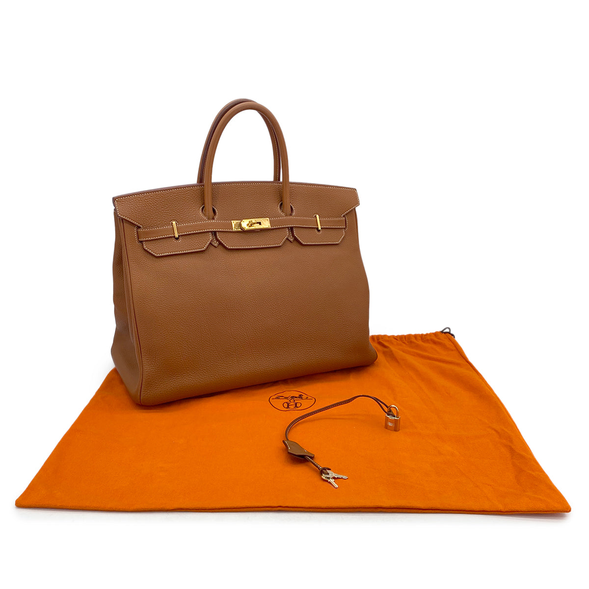 HERMES BIRKIN 40 GOLD TOGO HAND BAG □F GHW 90299553