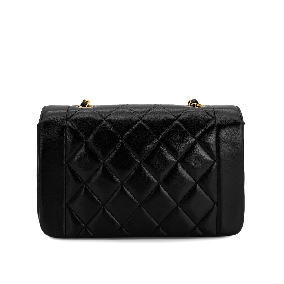 CHANEL VINTAGE DIANA SMALL CHAIN SHOULDER BAG BLACK LAMB SKIN 90299568