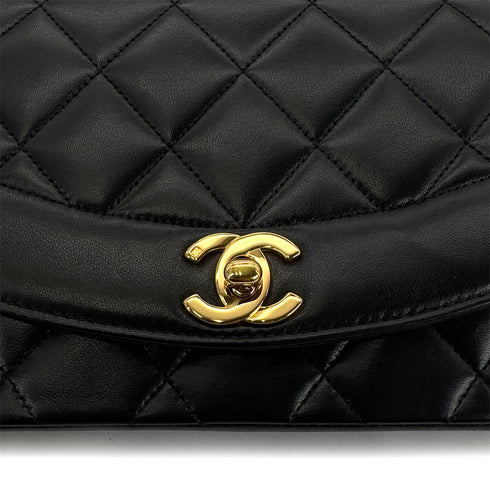 CHANEL VINTAGE DIANA SMALL CHAIN SHOULDER BAG BLACK LAMB SKIN 90299568 - PURPOSE