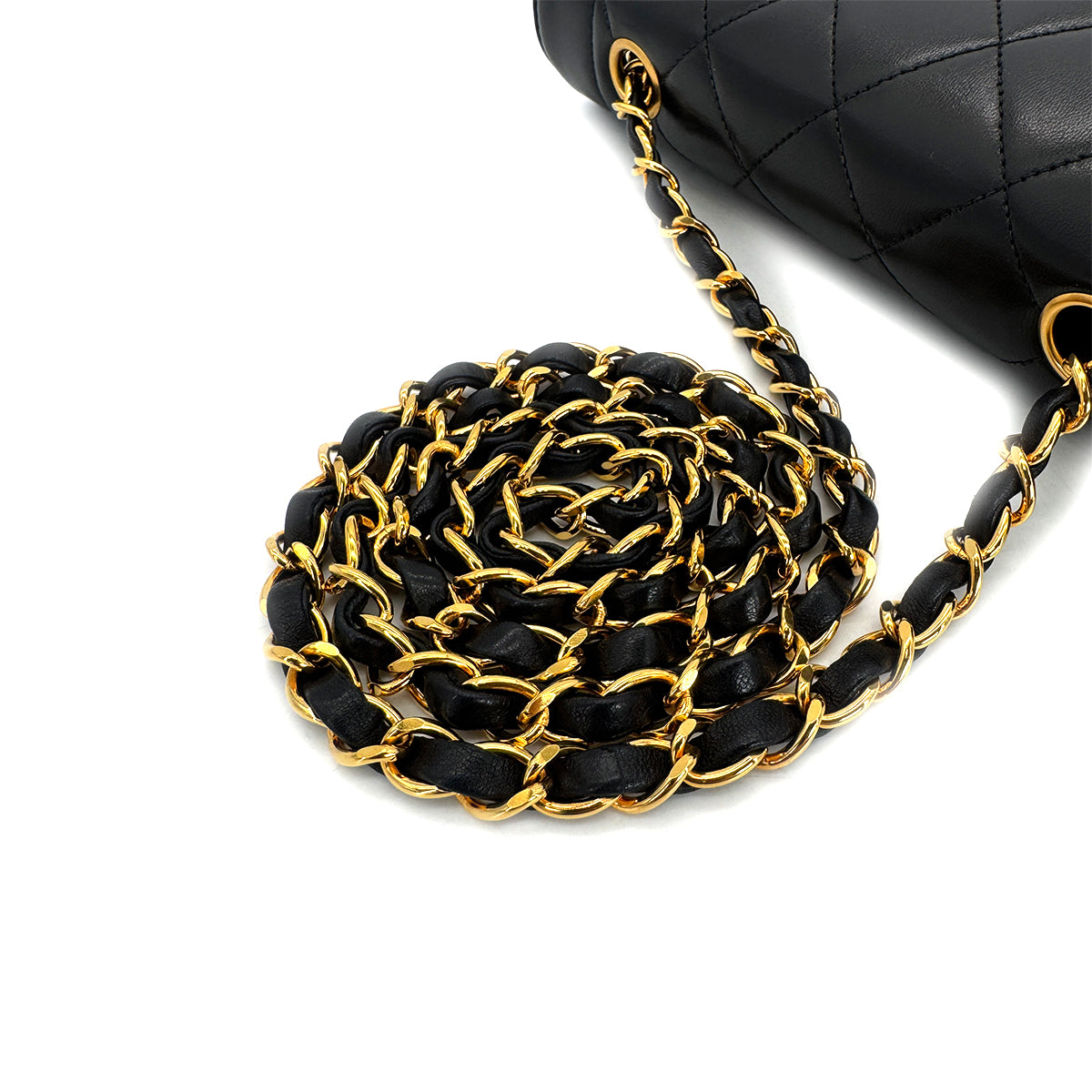 CHANEL VINTAGE DIANA SMALL CHAIN SHOULDER BAG BLACK LAMB SKIN 90299568