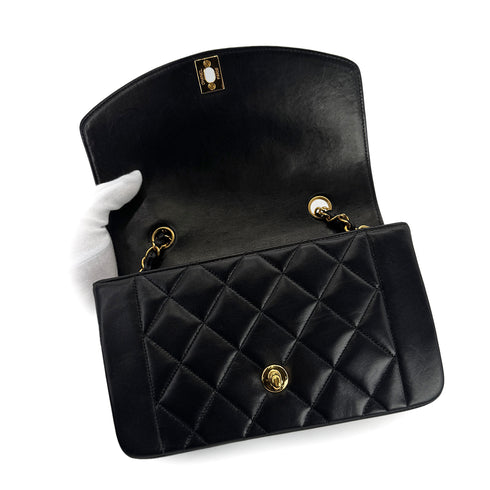 CHANEL VINTAGE DIANA SMALL CHAIN SHOULDER BAG BLACK LAMB SKIN 90299568 - PURPOSE